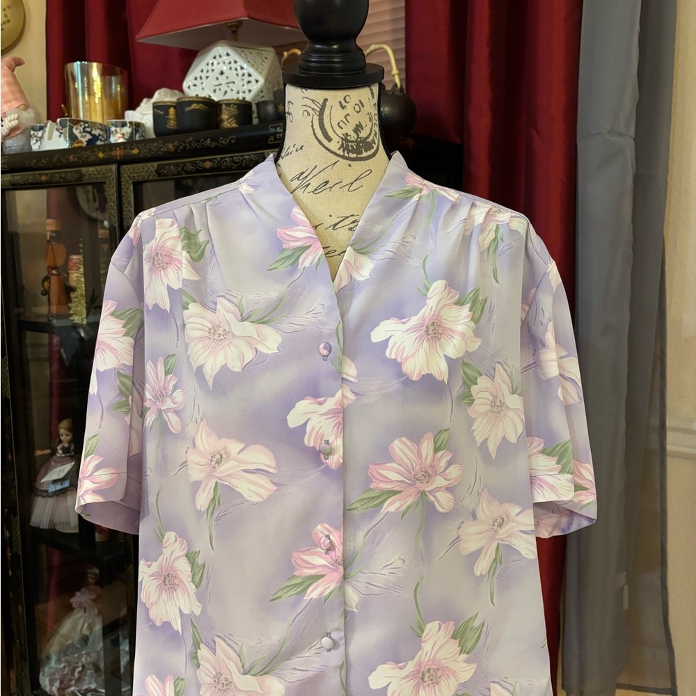 Tanjay Hibiscus Button Down Blouse - image 4